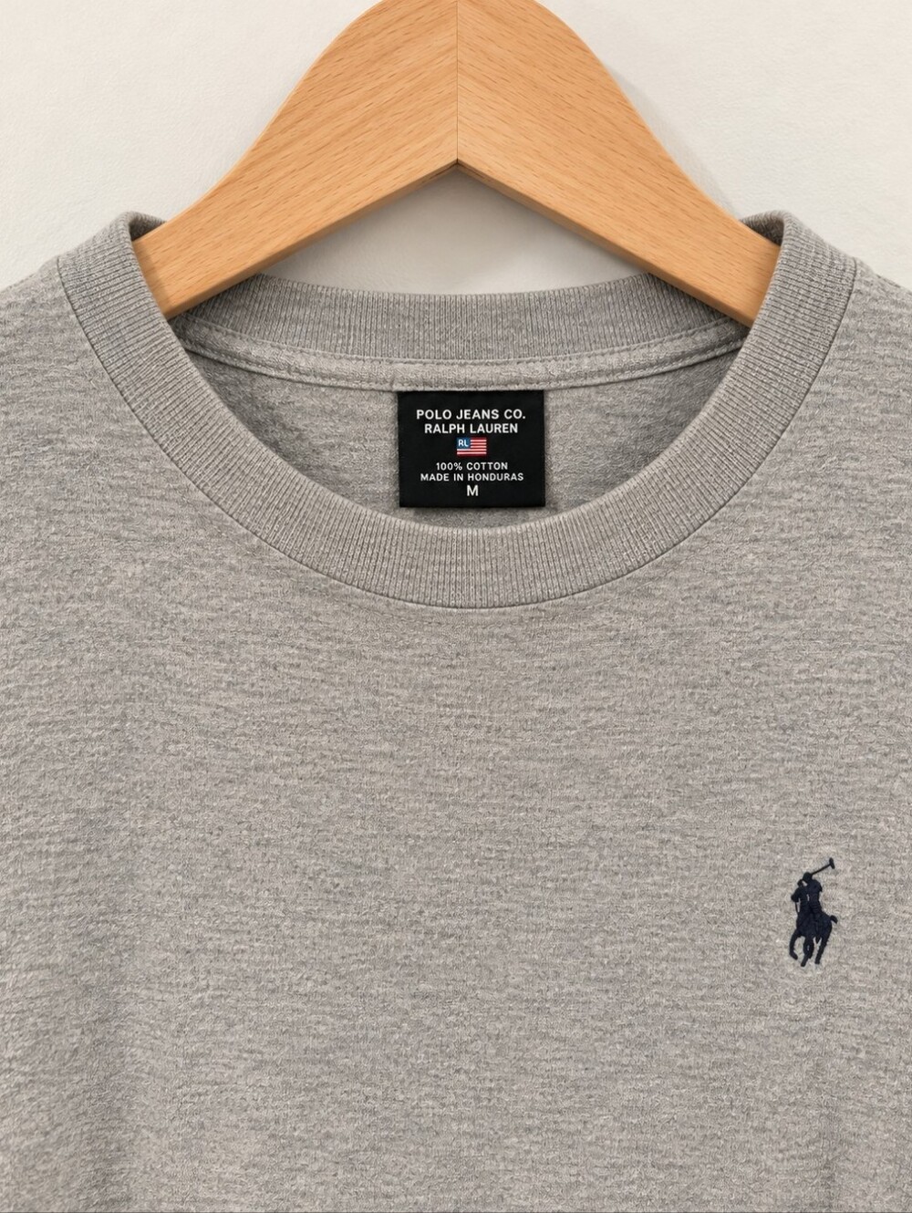 Vintage Polo Jeans By Ralph Lauren Men's Gray Crewneck Cotton T-Shirt - Medium
